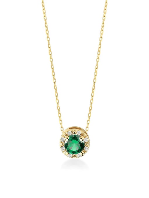 Gold 1 Green 925 Sterling Silver Cubic Zirconia Geometric Minimalist Necklace