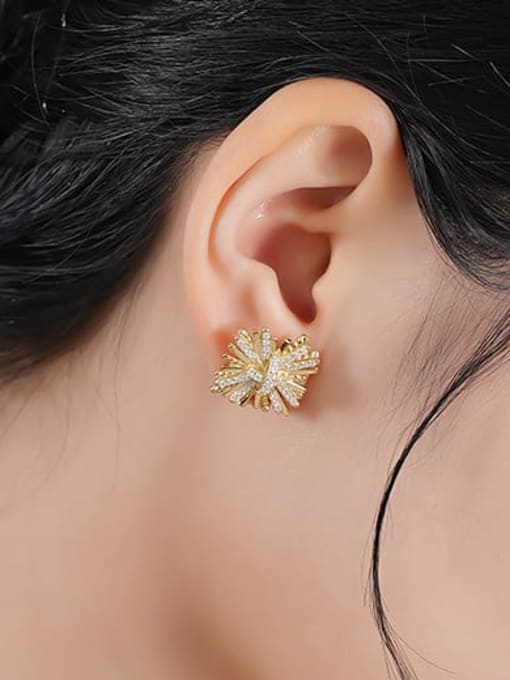 YUANFAN 925 Sterling Silver Cubic Zirconia Flower Dainty Stud Earring 1