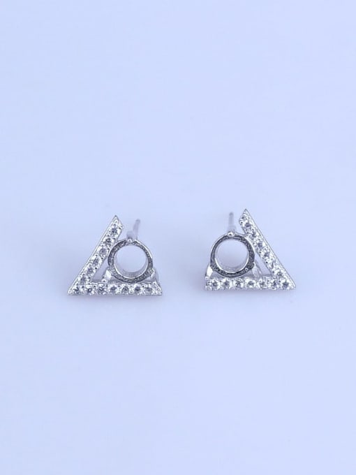 Supply 925 Sterling Silver 18K White Gold Plated Geometric Earring Setting Stone size: 5*5mm 0