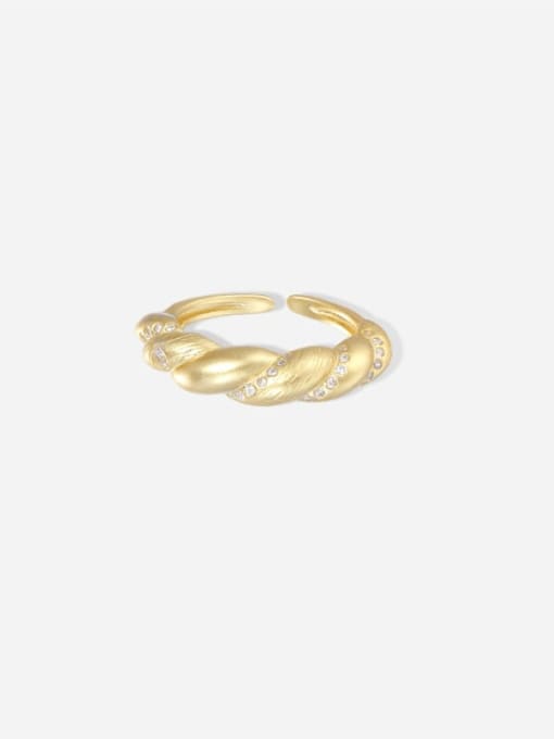 K1564 Gold 925 Sterling Silver Cubic Zirconia Geometric Minimalist Band Ring