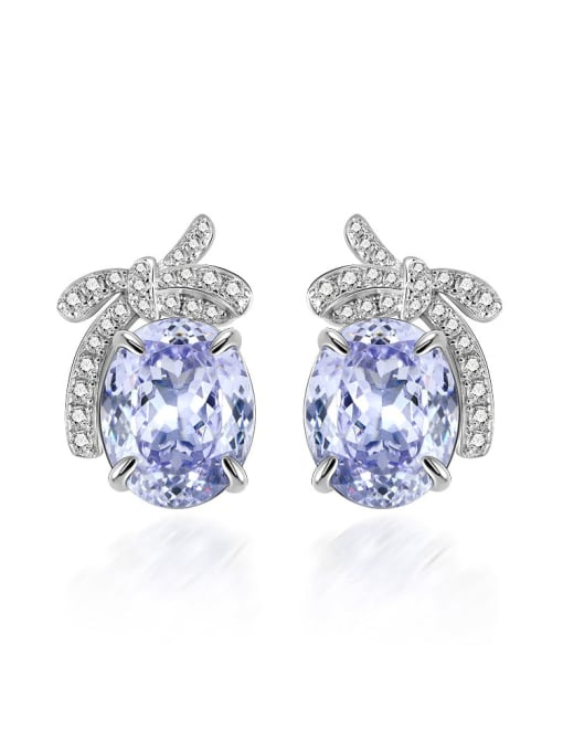 A&T Jewelry 925 Sterling Silver High Carbon Diamond Purple Geometric Dainty Stud Earring 0