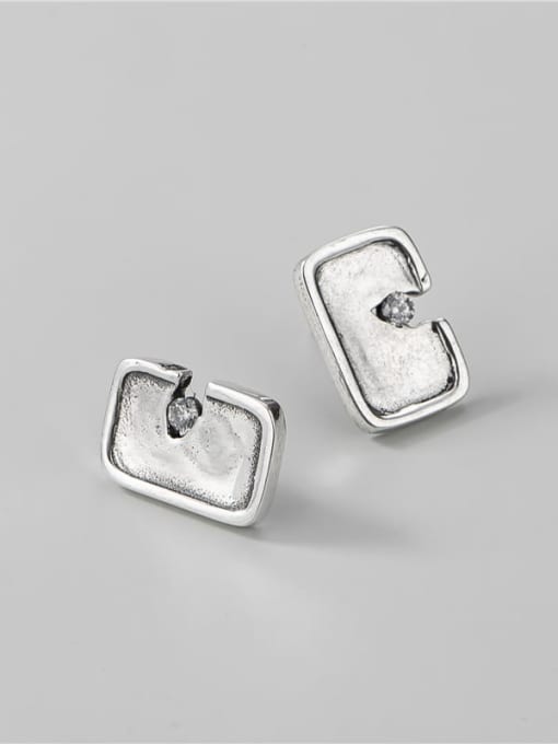 Square Earrings 925 Sterling Silver Geometric Vintage Stud Earring