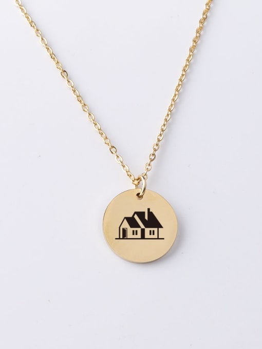 YP001 130 20MM Stainless Steel Animation House Pattern Necklace