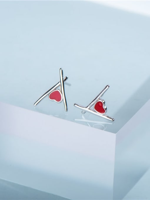 Love Drop Earrings 925 Sterling Silver Heart Minimalist Stud Earring