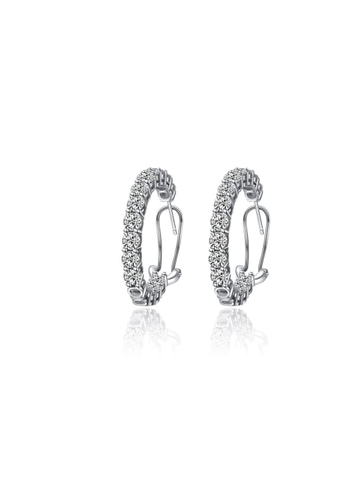 A&T Jewelry 925 Sterling Silver High Carbon Diamond Flower Dainty Hoop Earring 0