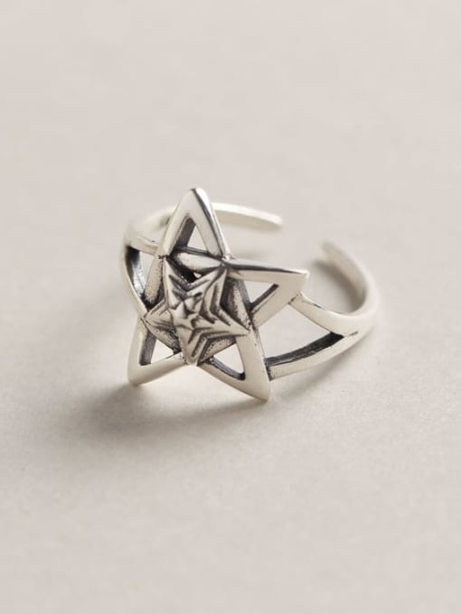 ACEE 925 Sterling Silver Star Trend Band Ring 0