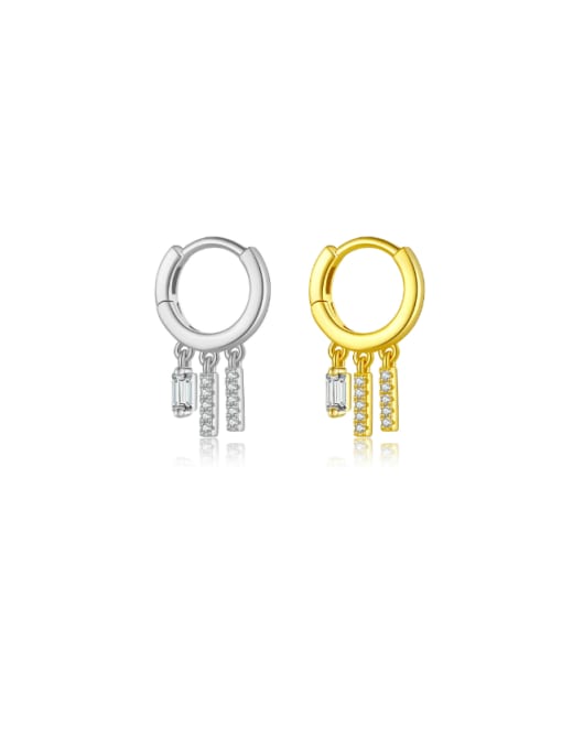 MZ- Silver 925 Sterling Silver Cubic Zirconia Geometric Minimalist Single Earring 0