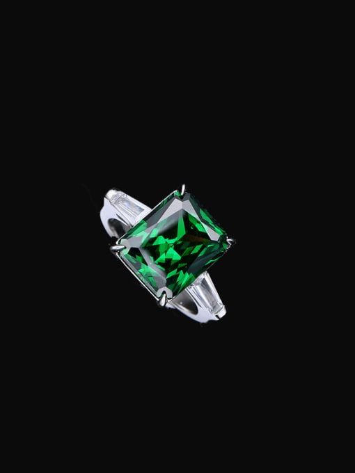 Emerald 11 925 Sterling Silver High Carbon Diamond Geometric Dainty Band Ring
