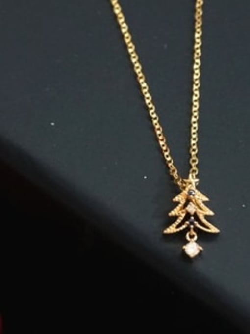 ZEMI 925 Sterling Silver Rhinestone Gold Tree Dainty Necklace 0