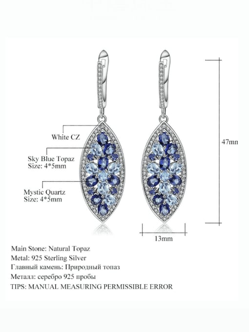 ZXI-SILVER JEWELRY 925 Sterling Silver Natural  Topaz Geometric Luxury Drop Earring 2