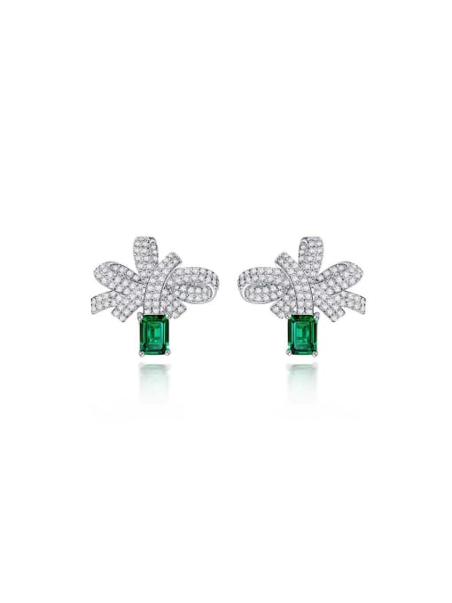 A&T Jewelry 925 Sterling Silver High Carbon Diamond Green Geometric Vintage Stud Earring