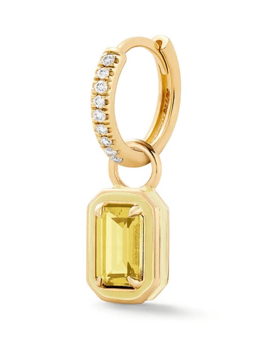Single Gold Deep Gold Diamond 925 Sterling Silver Cubic Zirconia Geometric Minimalist Single Earring(Single-Only One)
