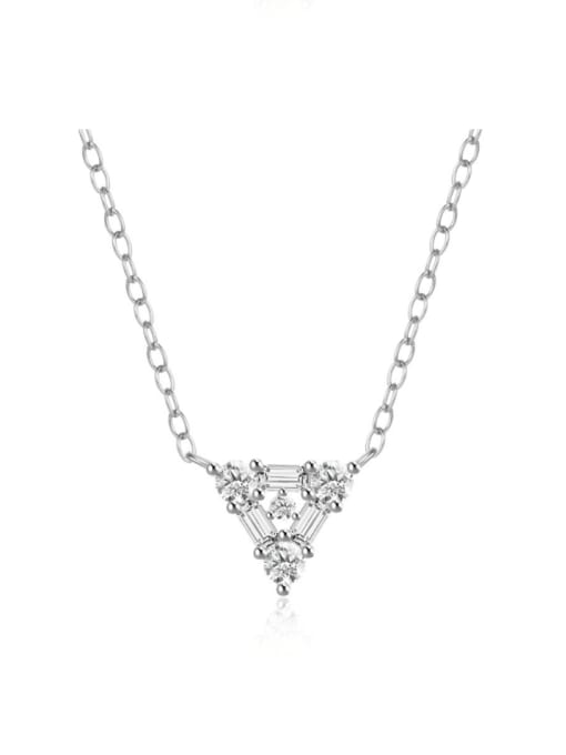 Platinum 925 Sterling Silver Cubic Zirconia Triangle Dainty Necklace