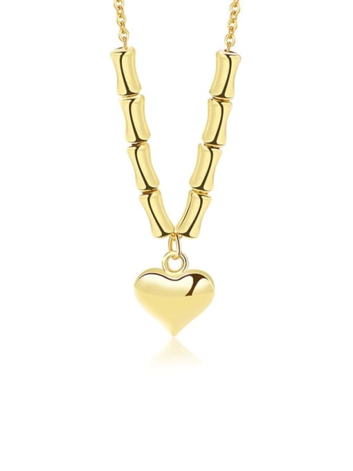 A2842 Gold 925 Sterling Silver Heart Minimalist Necklace