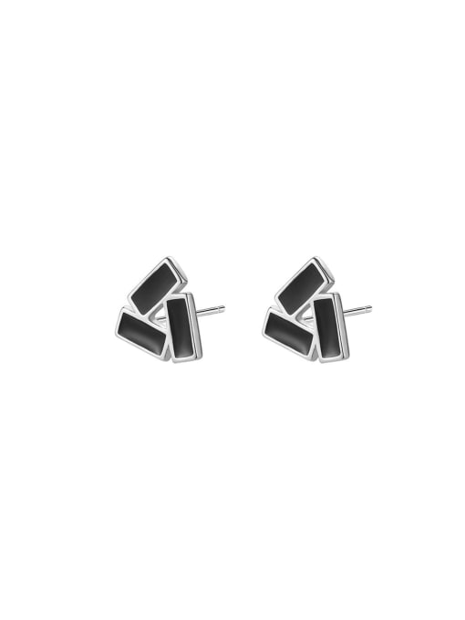 ZEMI 925 Sterling Silver Enamel Triangle Trend Stud Earring 0