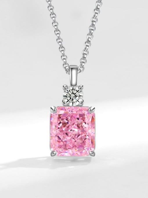 Platinum gold (pink) 925 Sterling Silver High Carbon Diamond Geometric Luxury Necklace