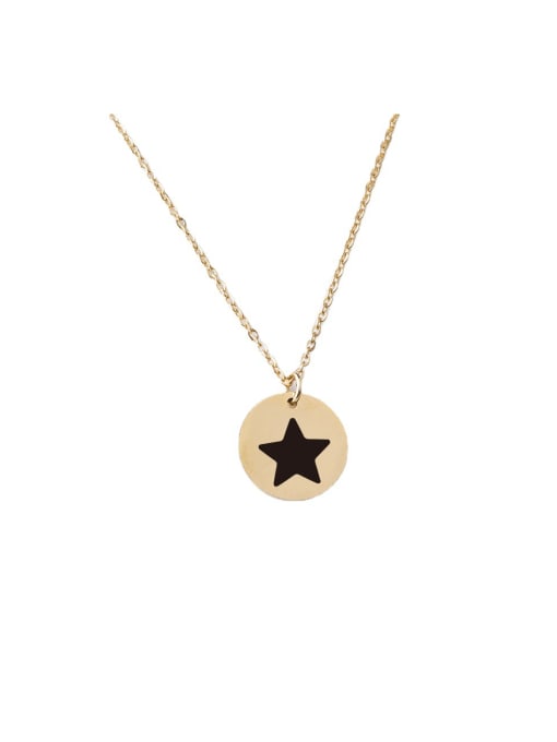 MEN PO Stainless steel disc five-pointed star series pendant necklace