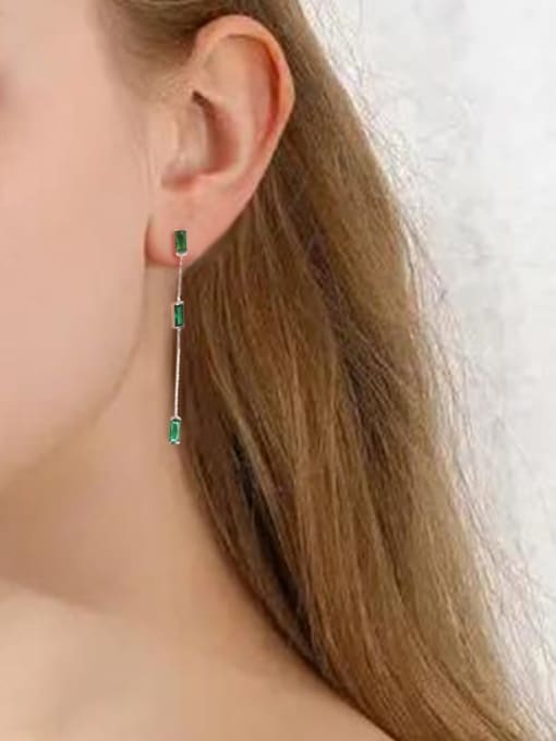 Jewel-Silver 925 Sterling Silver Cubic Zirconia Geometric Minimalist Threader Earring 1