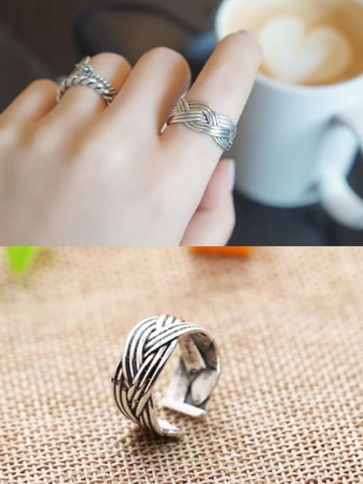 ACEE 925 Sterling Silver Geometric Vintage Band Ring 1