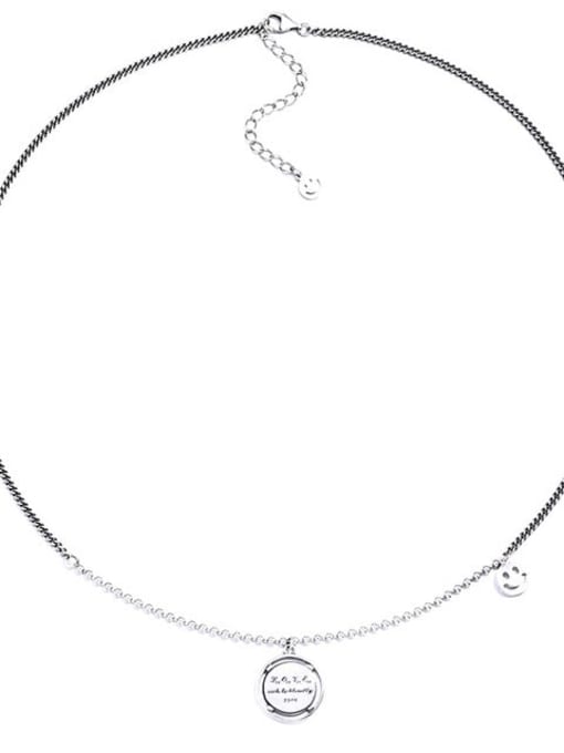 033L8.1g 925 Sterling Silver Smiley Vintage Necklace