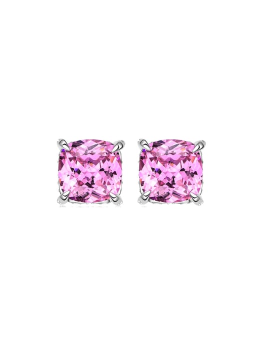 A&T Jewelry 925 Sterling Silver High Carbon Diamond Square Dainty Stud Earring 0