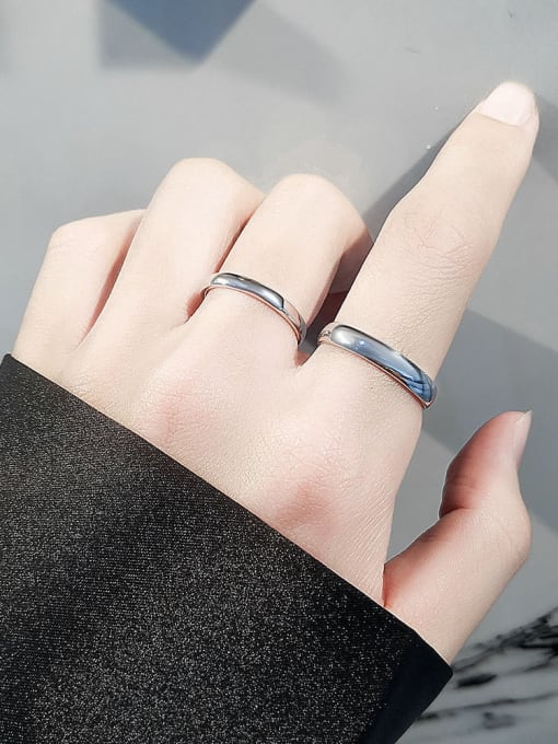 PNJ-Silver 925 Sterling Silver Geometric Minimalist Couple Ring 1