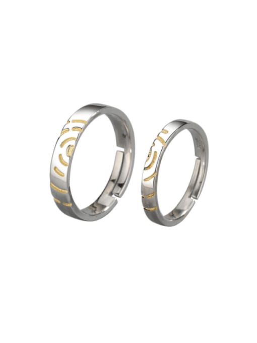 PNJ-Silver 925 Sterling Silver Geometric Minimalist Couple Ring 0