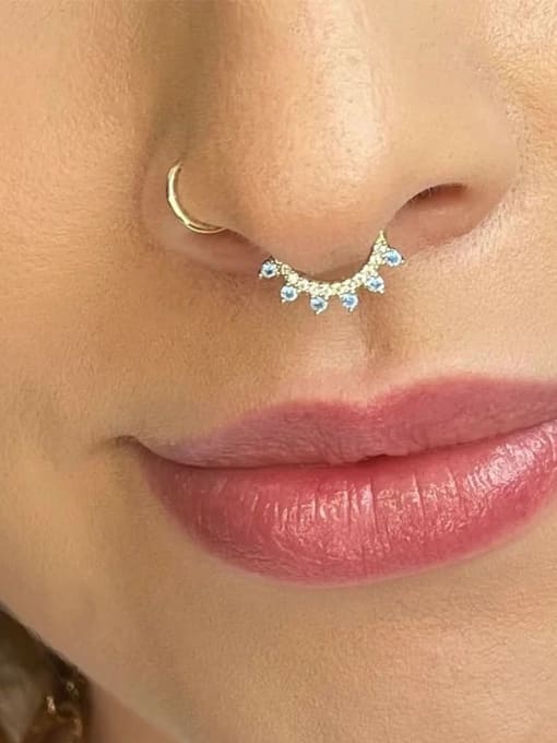YUANFAN 925 Sterling Silver Cubic Zirconia Geometric Dainty Nose Rings(Single-Only One) 1