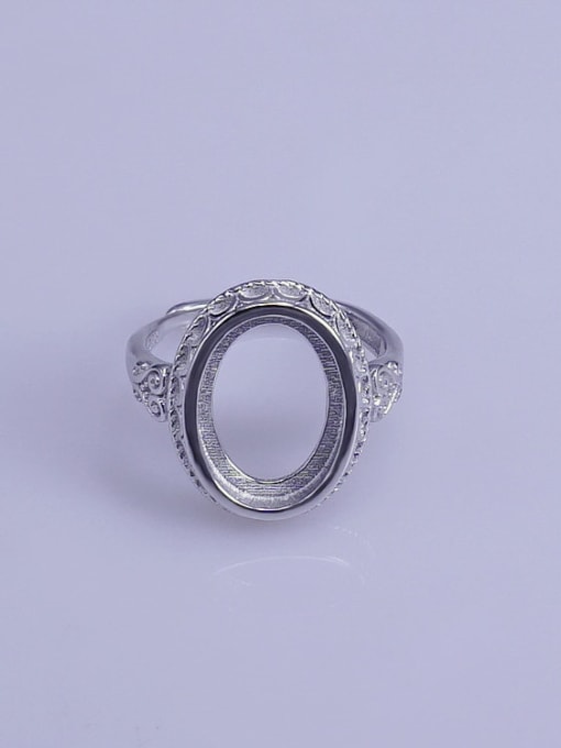 Supply 925 Sterling Silver 18K White Gold Plated Geometric Ring Setting Stone size: 11*14mm 0