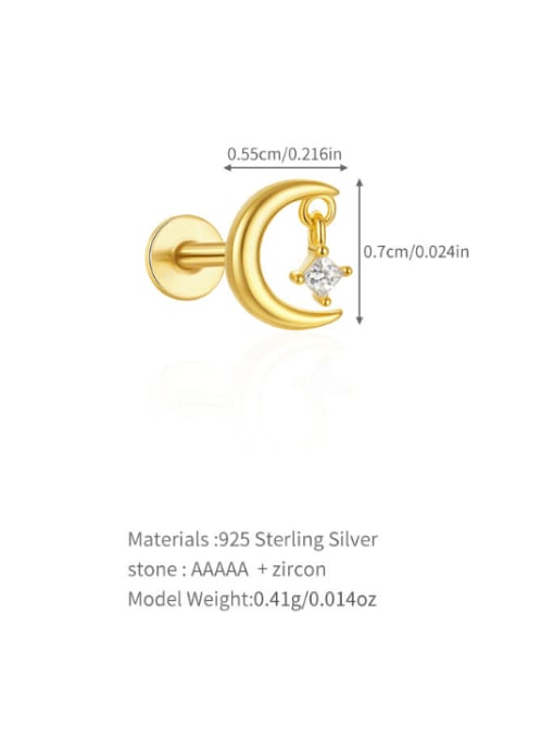 Single Gold 2 925 Sterling Silver Cubic Zirconia Geometric Tassel Dainty Single Earring