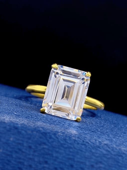 M&J 925 Sterling Silver High Carbon Diamond Geometric Dainty Band Ring