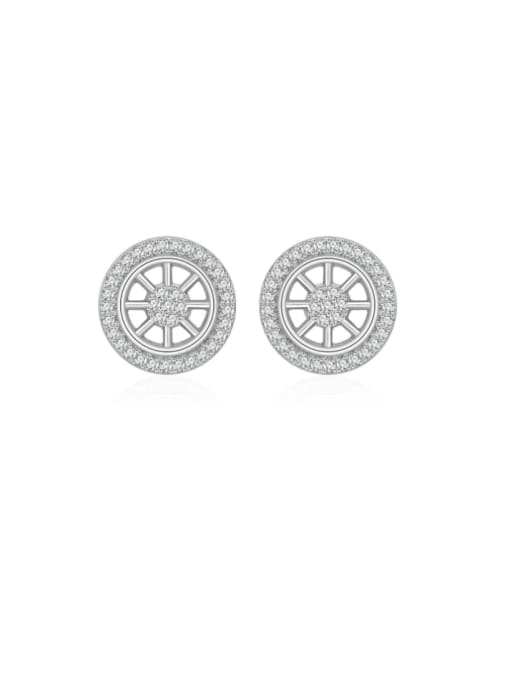 A&T Jewelry 925 Sterling Silver Cubic Zirconia Geometric Minimalist Cluster Earring 0