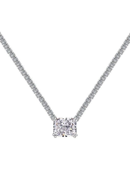 DY190563 S W WH 925 Sterling Silver Cubic Zirconia Geometric Dainty Necklace
