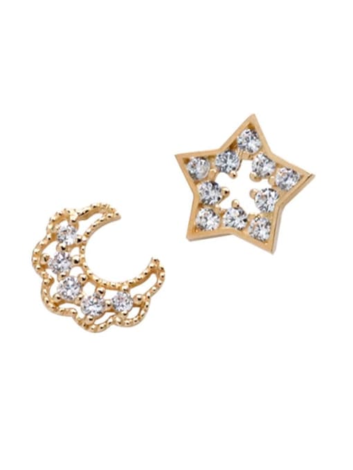 ZEMI 925 Sterling Silver Cubic Zirconia Star Moon Dainty Stud Earring 0