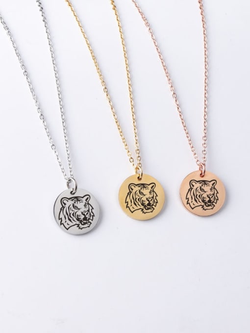 MEN PO Stainless steel Round Tiger Minimalist Necklace 1