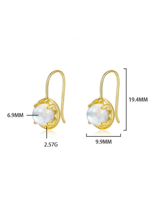 YUANFAN 925 Sterling Silver Moonstone Geometric Dainty Hook Earring 2