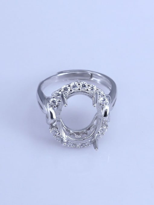 Supply 925 Sterling Silver 18K White Gold Plated Geometric Ring Setting Stone size: 9*11 10*12 11*13 10*14 12*1613*18 15*20MM 0