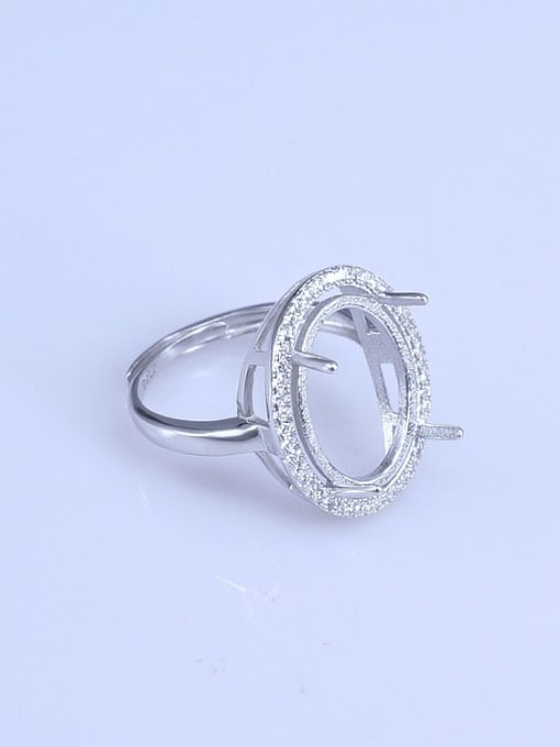 Supply 925 Sterling Silver 18K White Gold Plated Geometric Ring Setting Stone size: 9*11 11*13 12*16 13*18MM 2