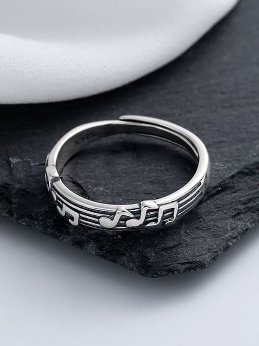 TAIS 925 Sterling Silver Geometric Note Vintage Band Ring 3