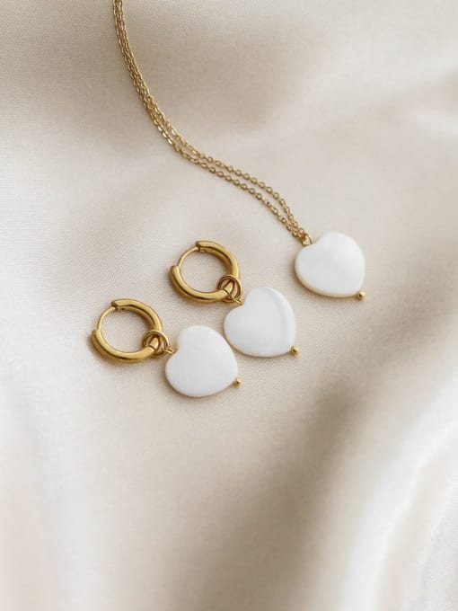 B Earrings Titanium Steel Shell Heart Minimalist Necklace