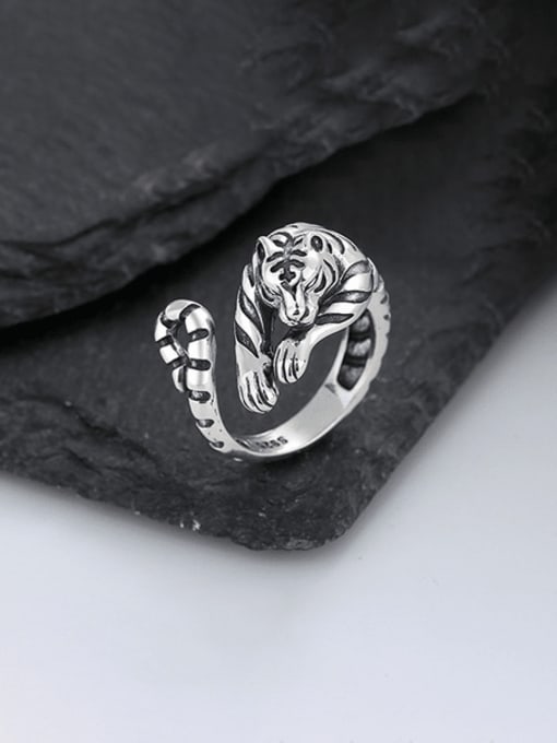 TAIS 925 Sterling Silver Tiger Vintage Band Ring 3