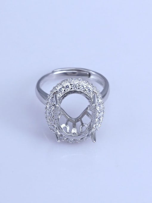 Supply 925 Sterling Silver 18K White Gold Plated Geometric Ring Setting Stone size: 8*10 10*12 11*15 13*17 12*16MM 0