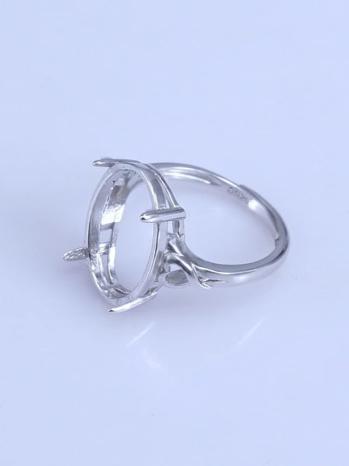 Supply 925 Sterling Silver 18K White Gold Plated Geometric Ring Setting Stone size: 8*10 10*12 12*14 13*18 15*20MM 1