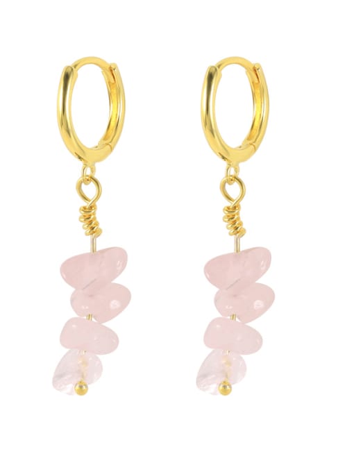 Golden +Pink Crystal 925 Sterling Silver Natural Stone Irregular Minimalist Huggie Earring