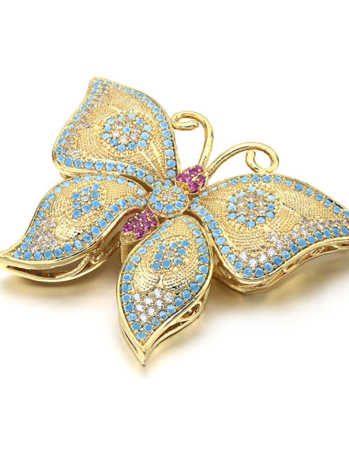 golden Brass Micropaved Butterfly Pendant