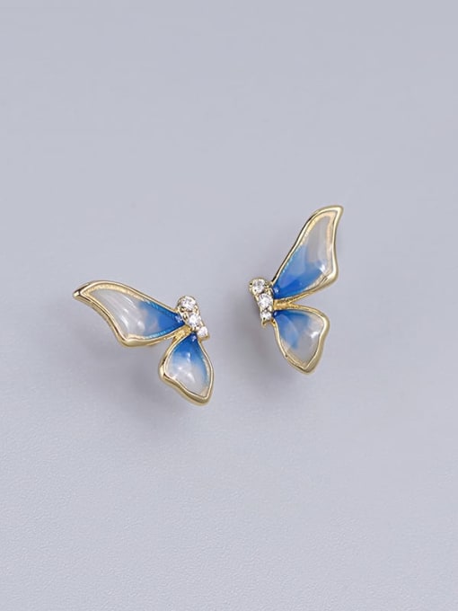 ZEMI 925 Sterling Silver Enamel Butterfly Dainty Stud Earring 1