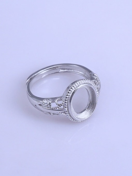 Supply 925 Sterling Silver 18K White Gold Plated Geometric Ring Setting Stone size:8*10 10*12mm 2