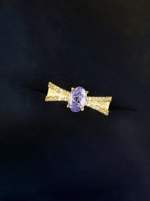 R1328 Purple Diamond Brushed Ring 925 Sterling Silver Cubic Zirconia Cross Luxury Band Ring
