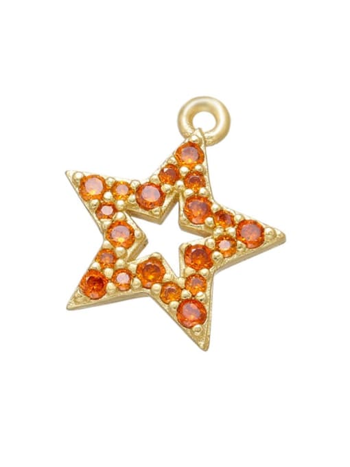 golden orange diamond Pentagram Brass Cubic Zirconia Micro Inlay Heart Star Pendant