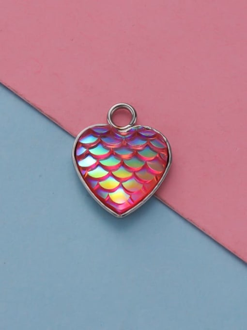 5 Stainless Steel Heart Accessories Heart Shaped Fish Scale Pendant